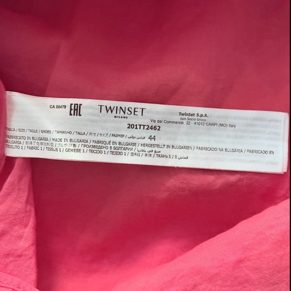 TWIN-SET Red Floral Print Cold-Shoulder Long Sleeve Off Shoulder Mini Dress 12 - Picture 13 of 13